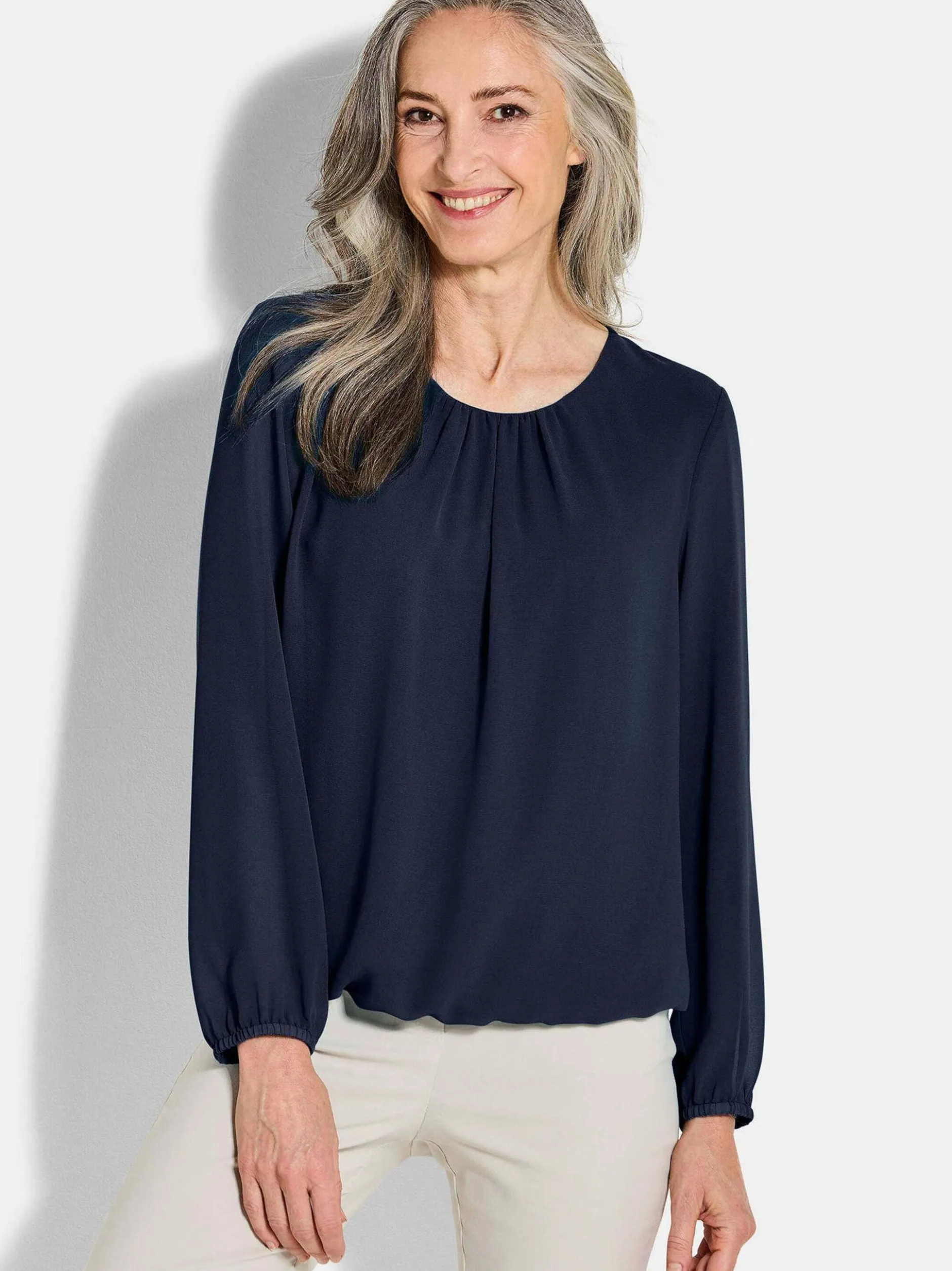 Goldner Damen Blusen - Kurzgröße in marine