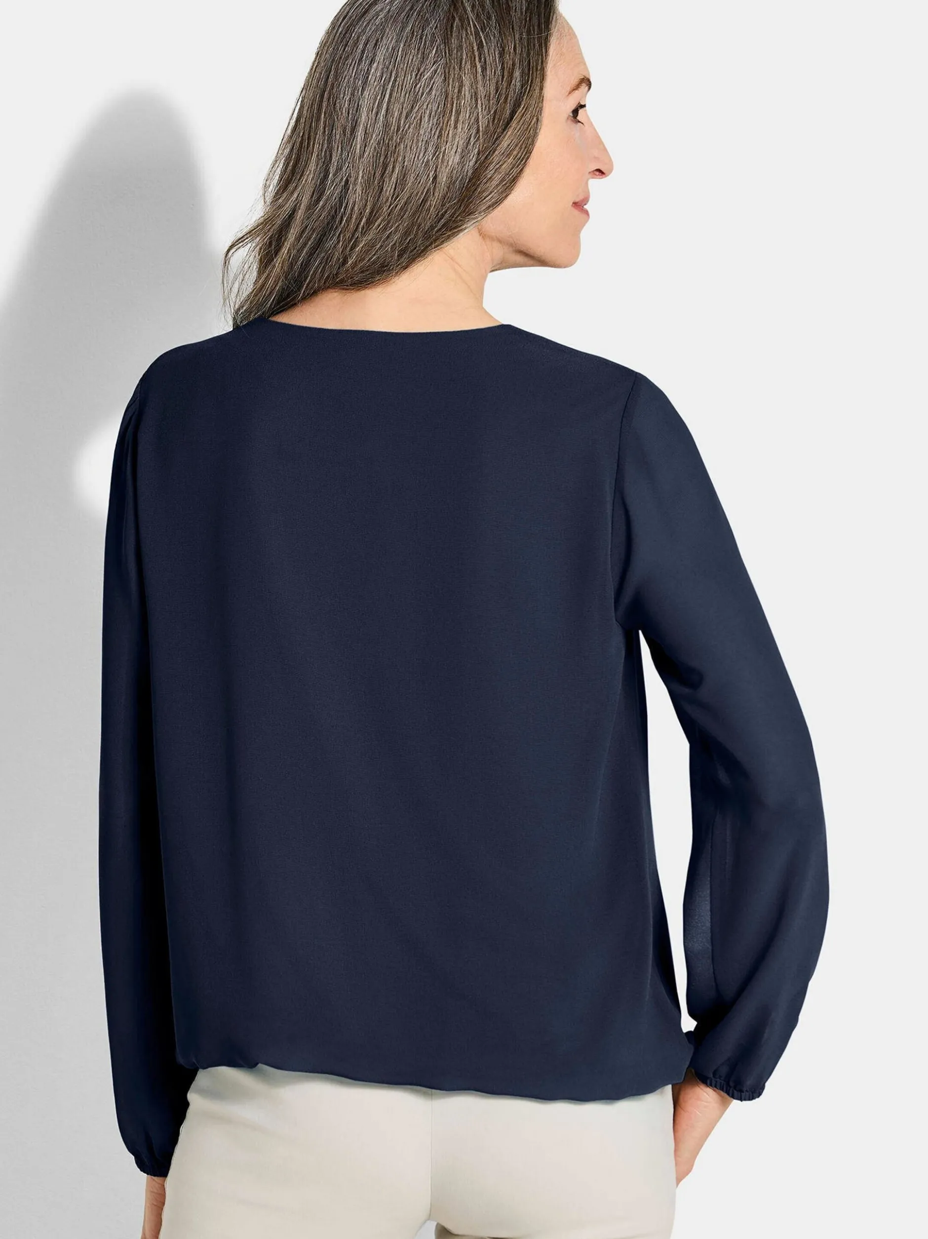 Goldner Damen Blusen - Kurzgröße in marine