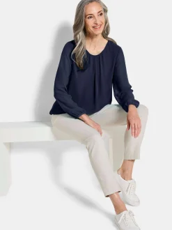 Goldner Damen Blusen - Kurzgröße in marine