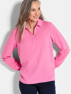 Goldner Damen Blusen - Kurzgröße in pink