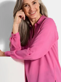 Goldner Damen Blusen - Kurzgröße in pink