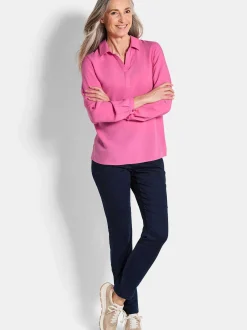 Goldner Damen Blusen - Kurzgröße in pink