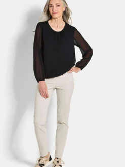 Goldner Damen Blusen - Kurzgröße in schwarz