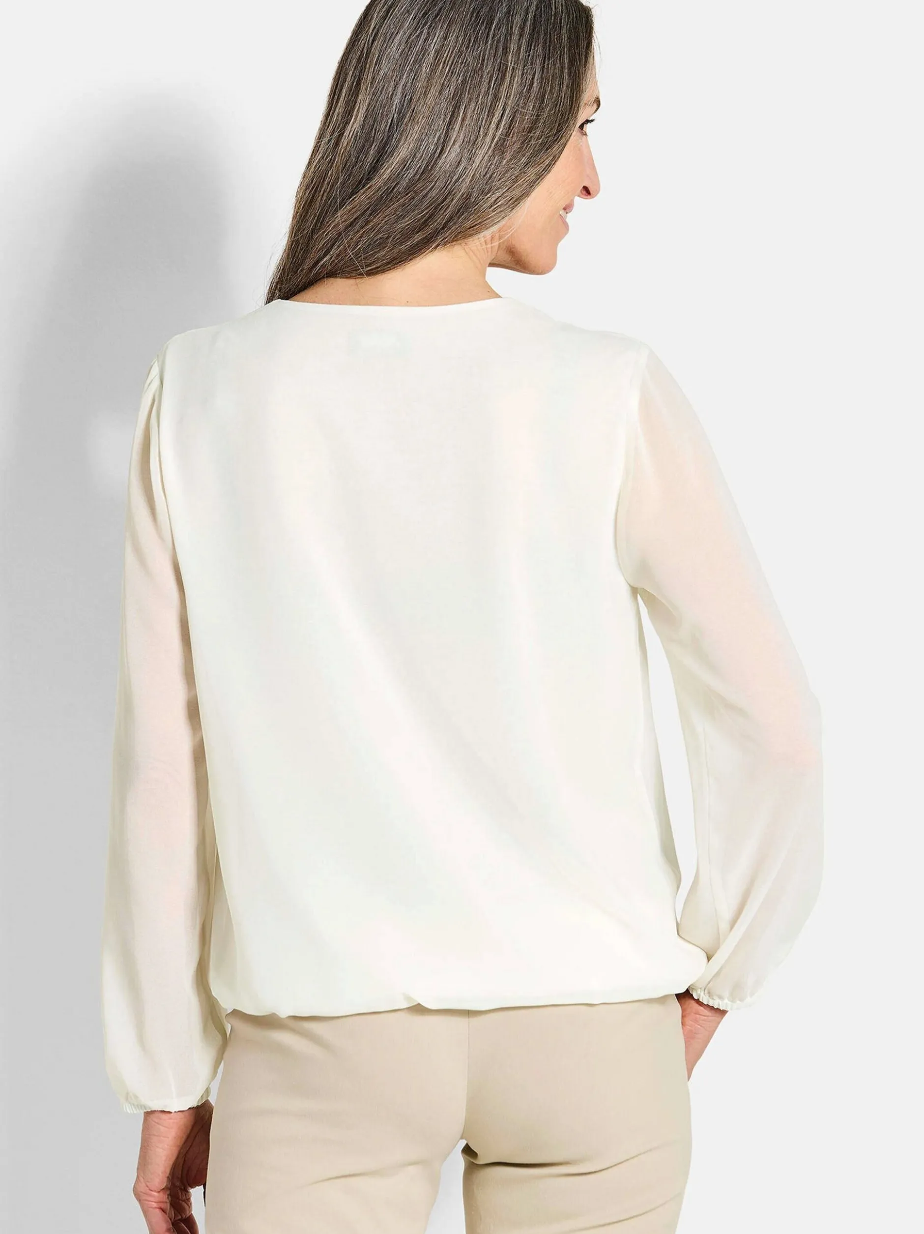 Goldner Damen Blusen - Kurzgröße in weiß