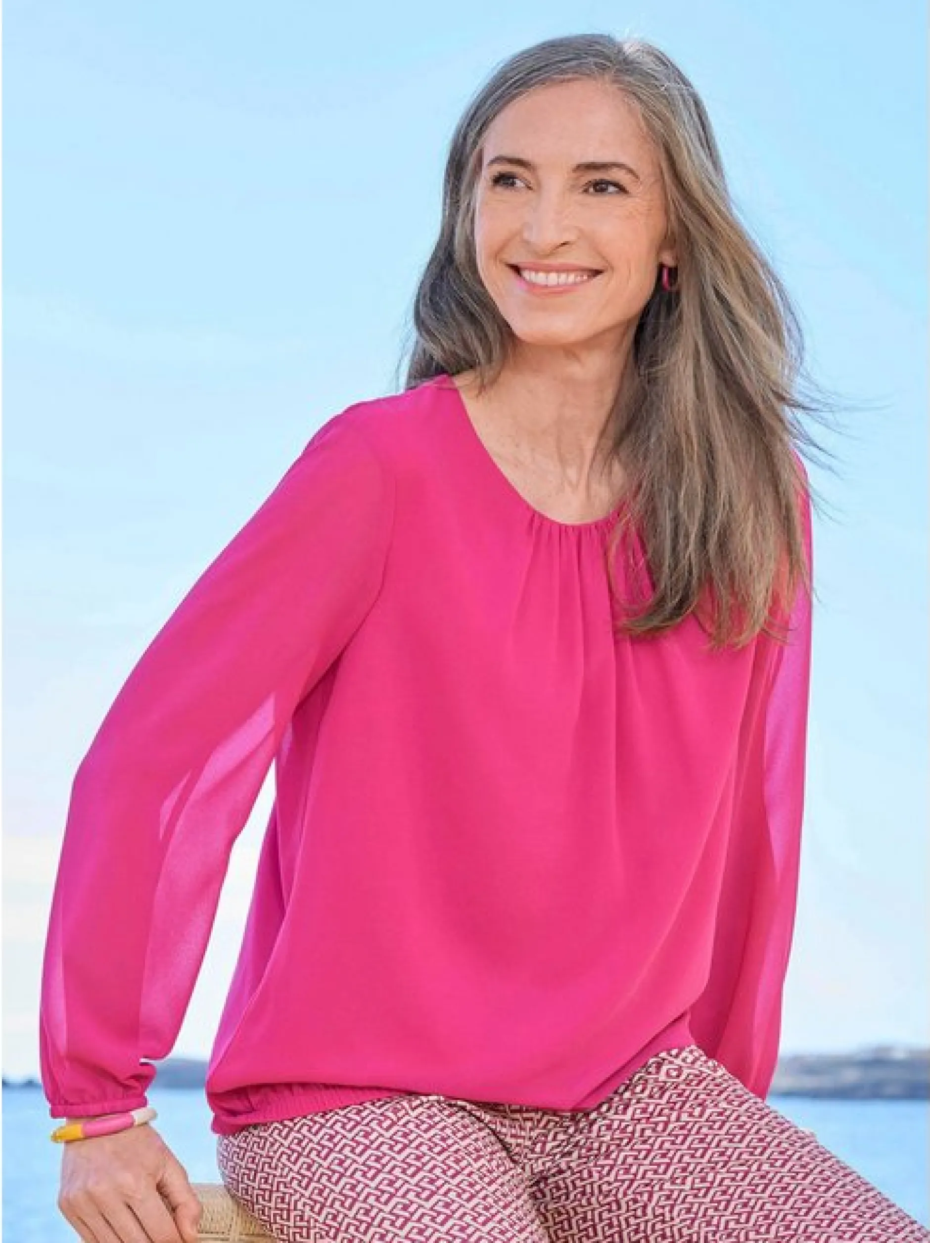 Goldner Damen Blusen - Kurzgröße in pink