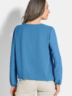 Goldner Damen Blusen - Kurzgröße in blau
