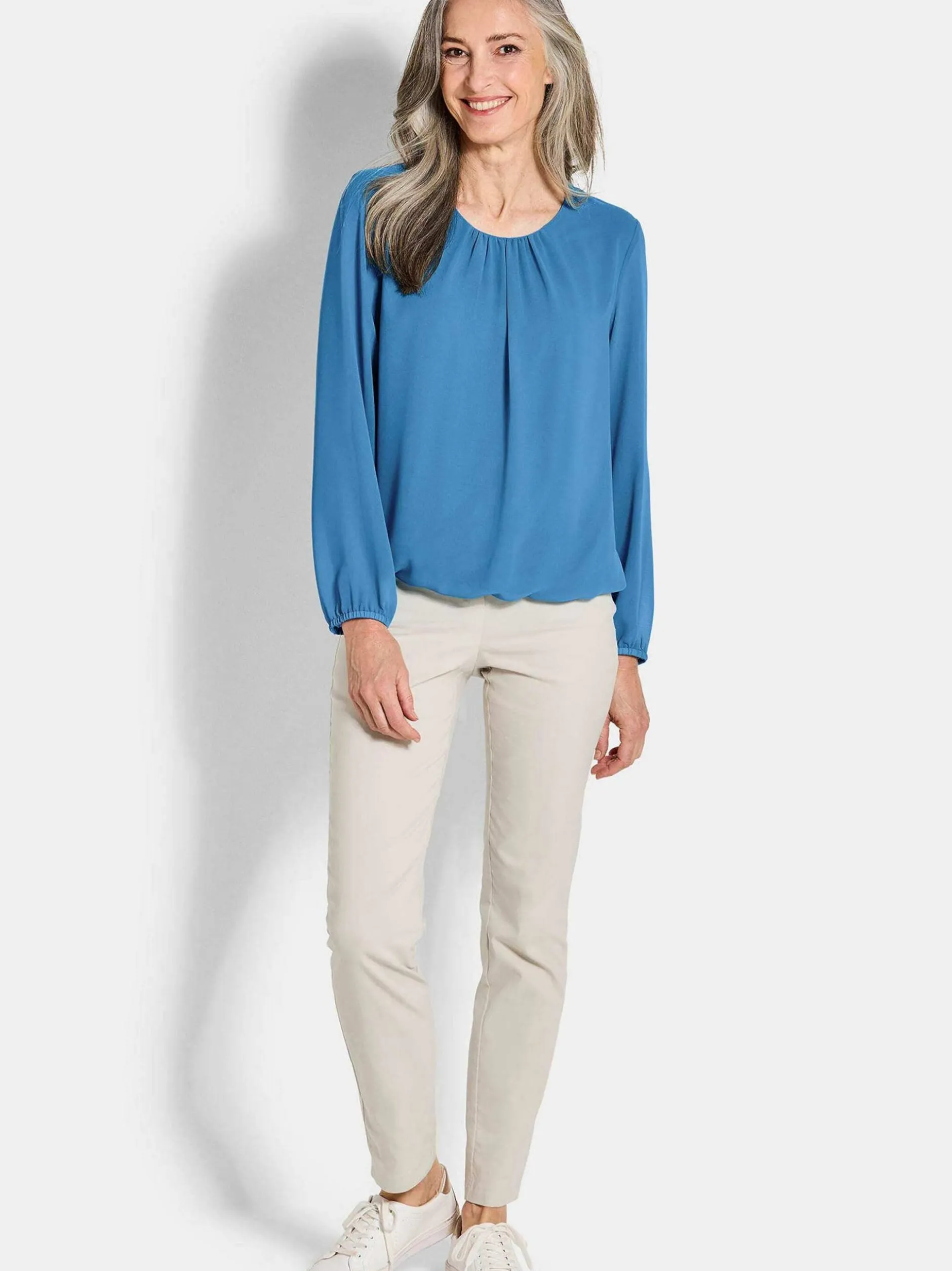 Goldner Damen Blusen - Kurzgröße in blau