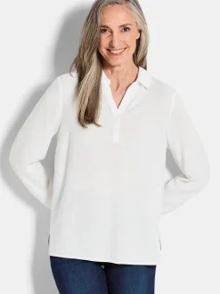 Goldner Damen Blusen - Kurzgröße in weiß