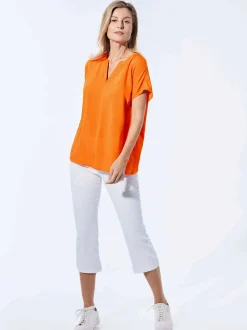 Goldner Damen Blusenshirt in orange - Ärmel: ohne Arm