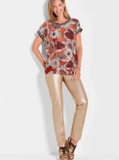 Goldner Damen Blusenshirts in mehrfarbig