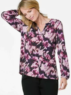 Goldner Damen Blusenshirts in aubergine - Ärmel: langarm