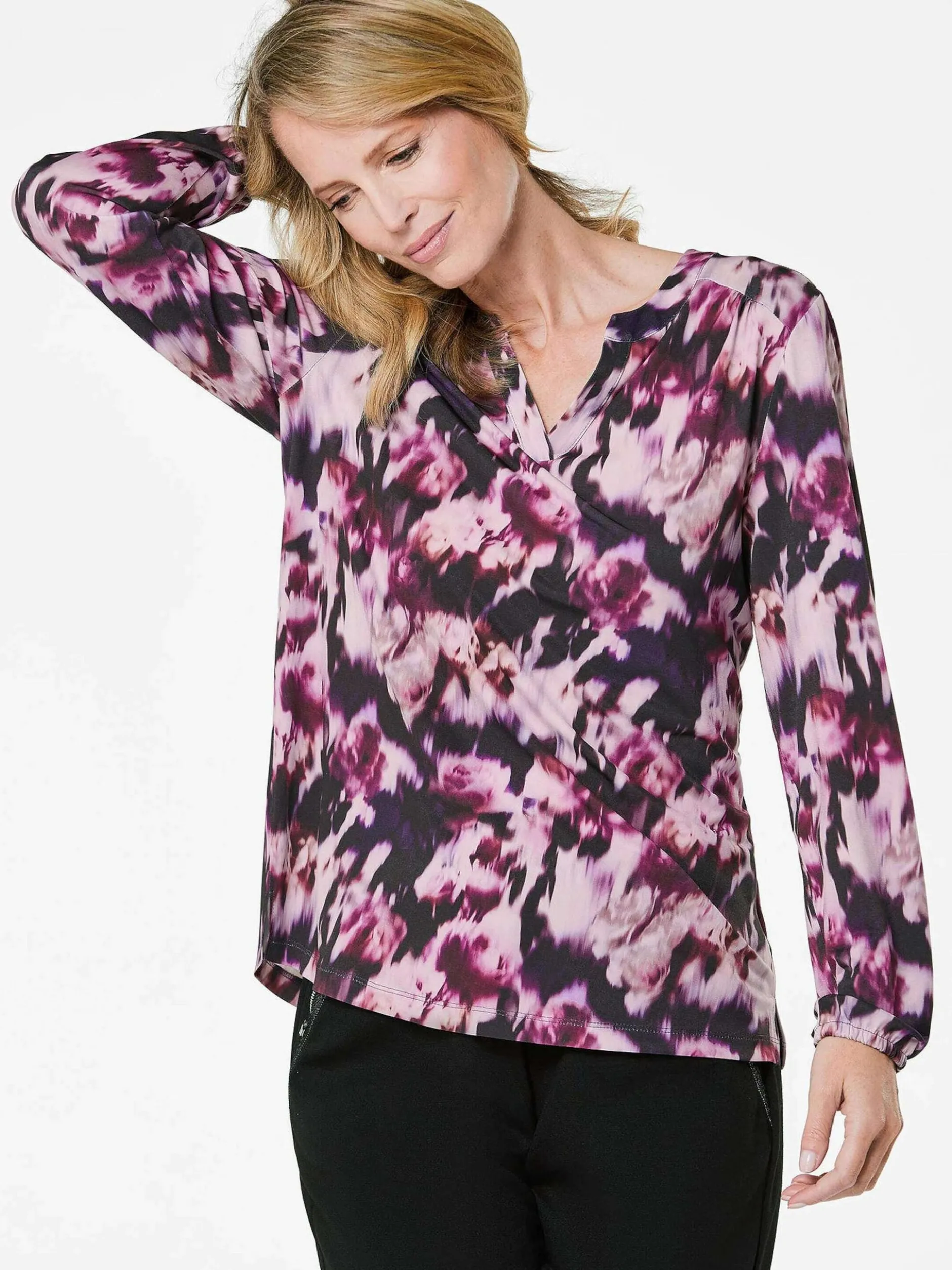Goldner Damen Blusenshirts in aubergine - Ärmel: langarm