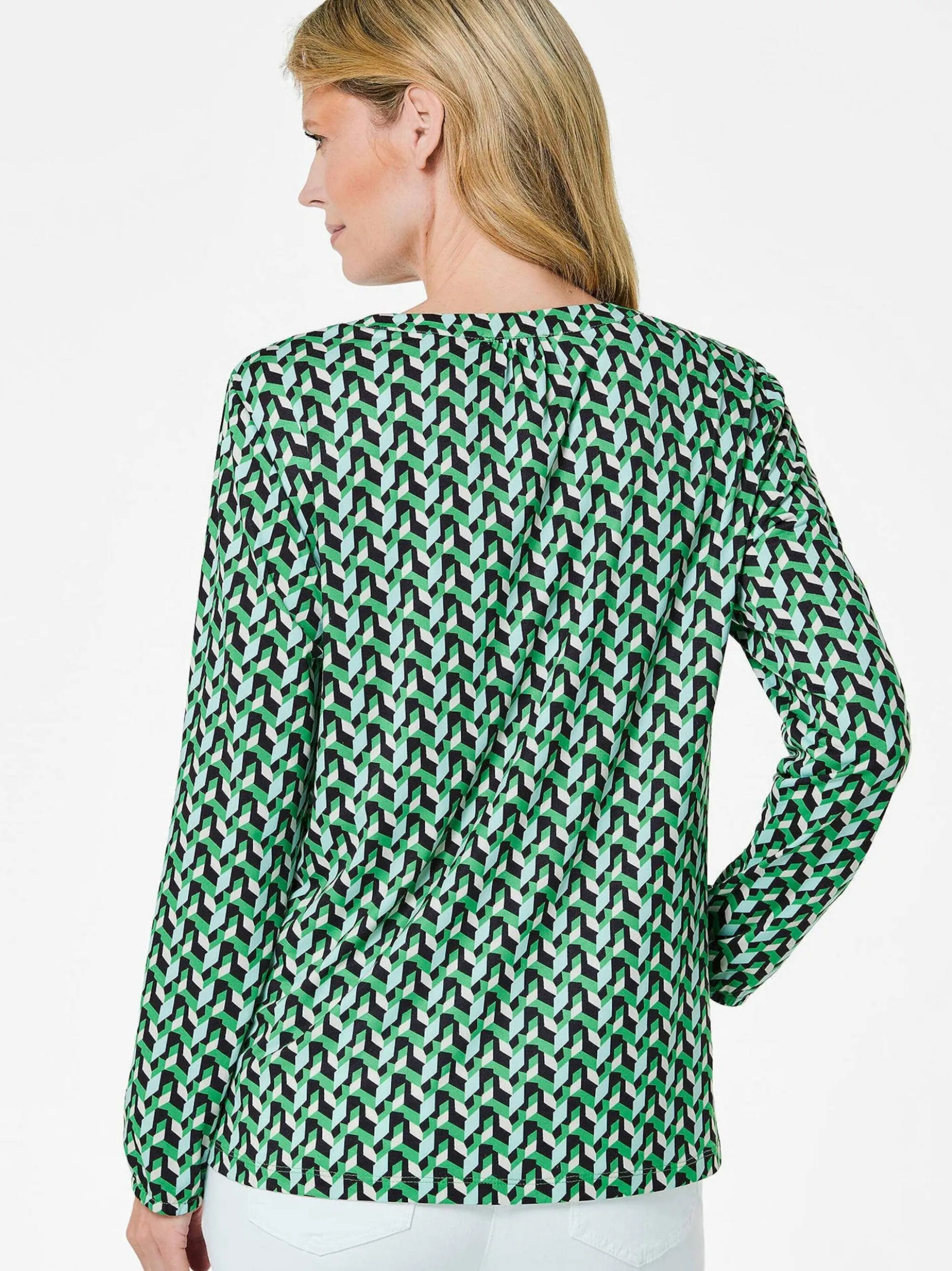 Goldner Damen Blusenshirts in grün - Ärmel: langarm