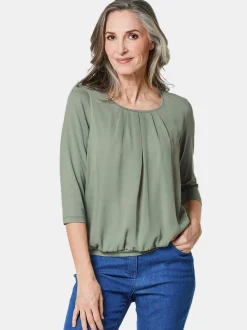 Goldner Damen Blusenshirts in grün - Ärmel: 3/4 Arm