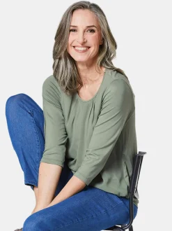 Goldner Damen Blusenshirts in grün - Ärmel: 3/4 Arm