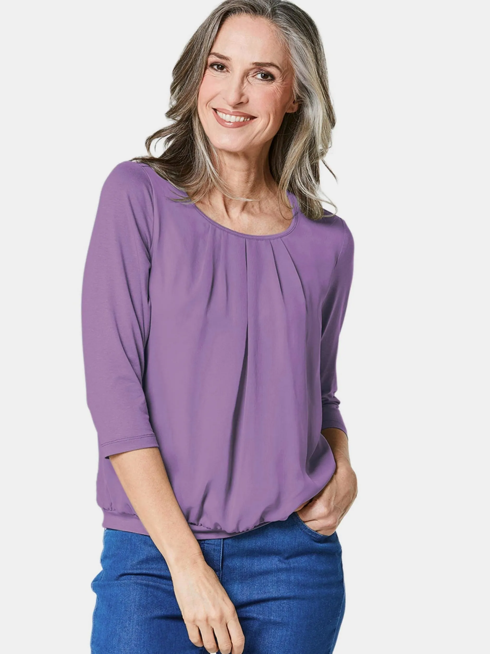 Goldner Damen Blusenshirts in lila - Ärmel: 3/4 Arm
