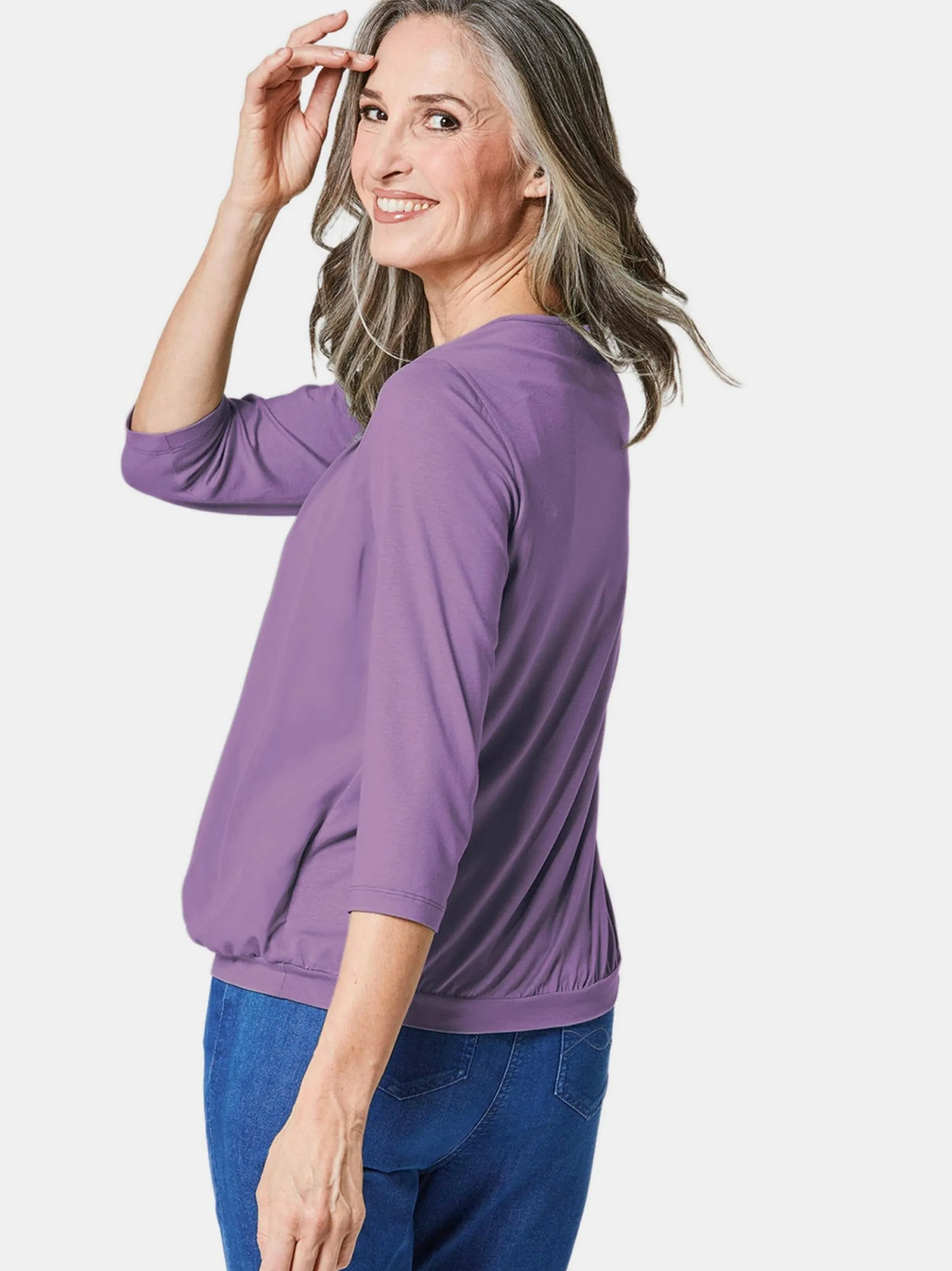 Goldner Damen Blusenshirts in lila - Ärmel: 3/4 Arm