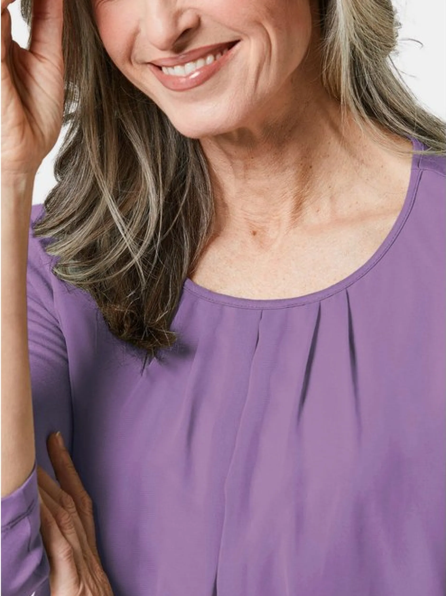 Goldner Damen Blusenshirts in lila - Ärmel: 3/4 Arm