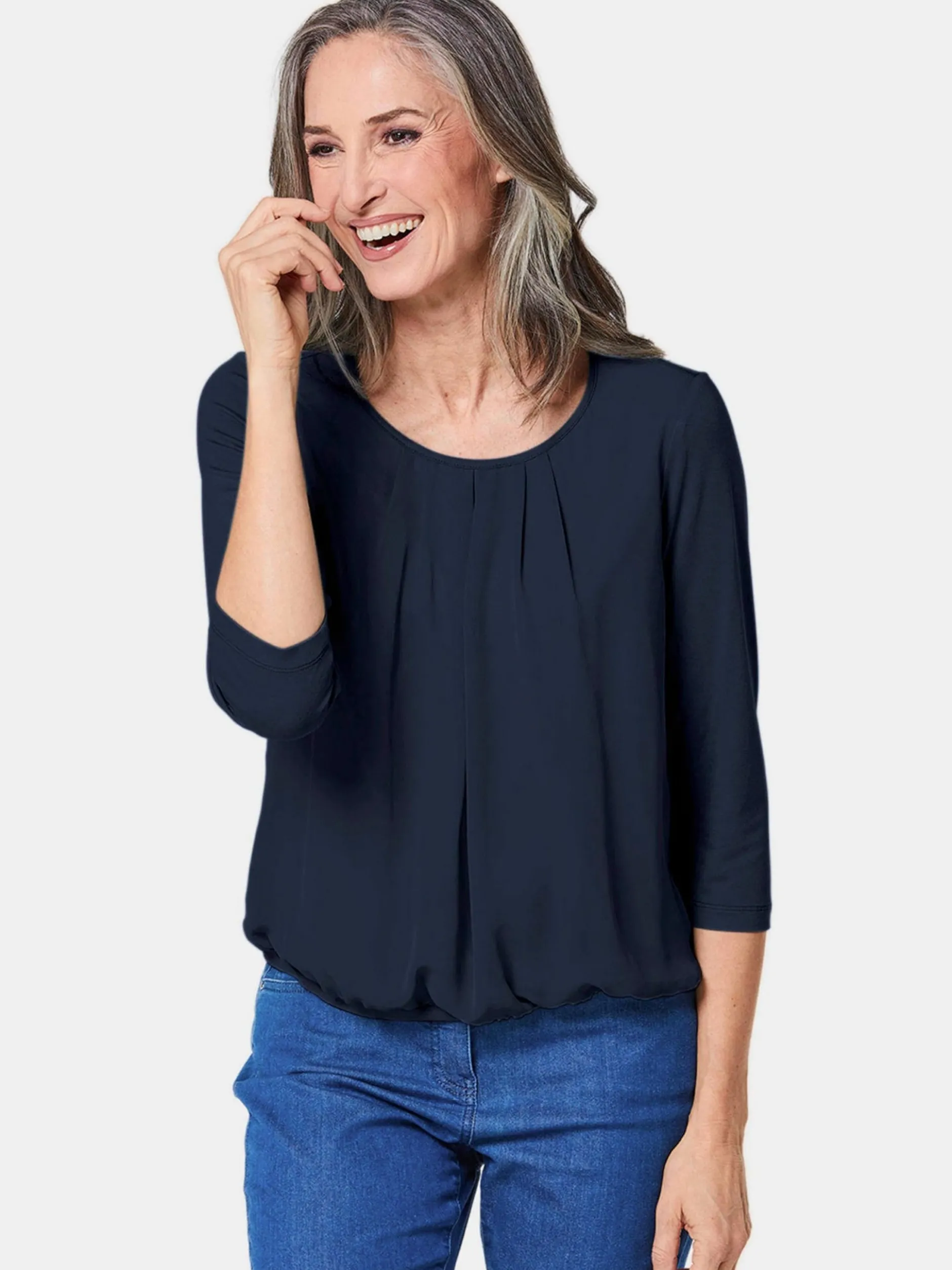 Goldner Damen Blusenshirts in marine - Ärmel: 3/4 Arm