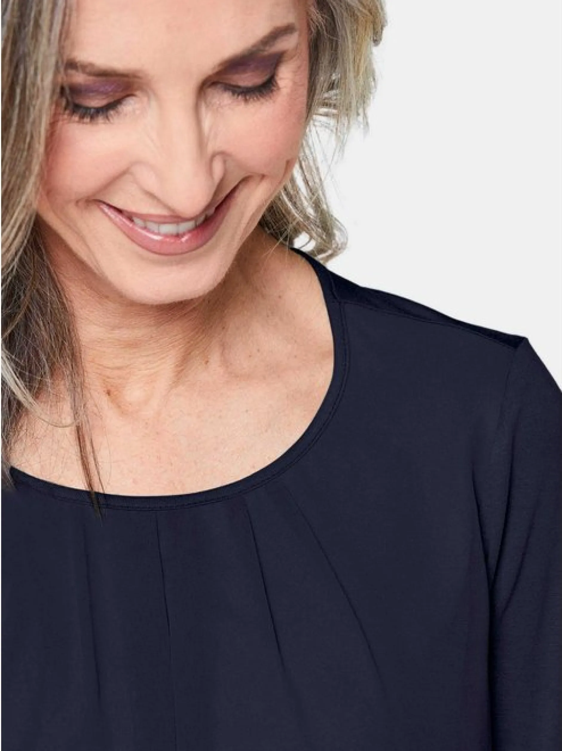 Goldner Damen Blusenshirts in marine - Ärmel: 3/4 Arm