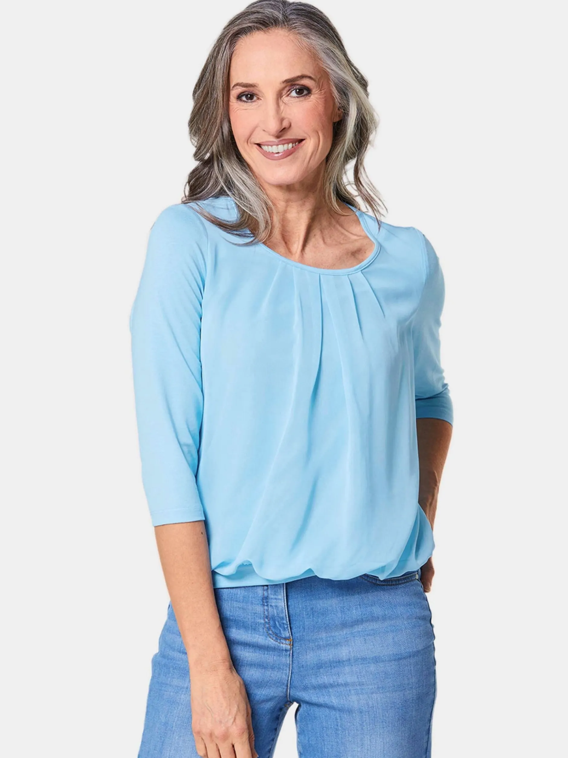 Goldner Damen Blusenshirts in blau - Ärmel: 3/4 Arm