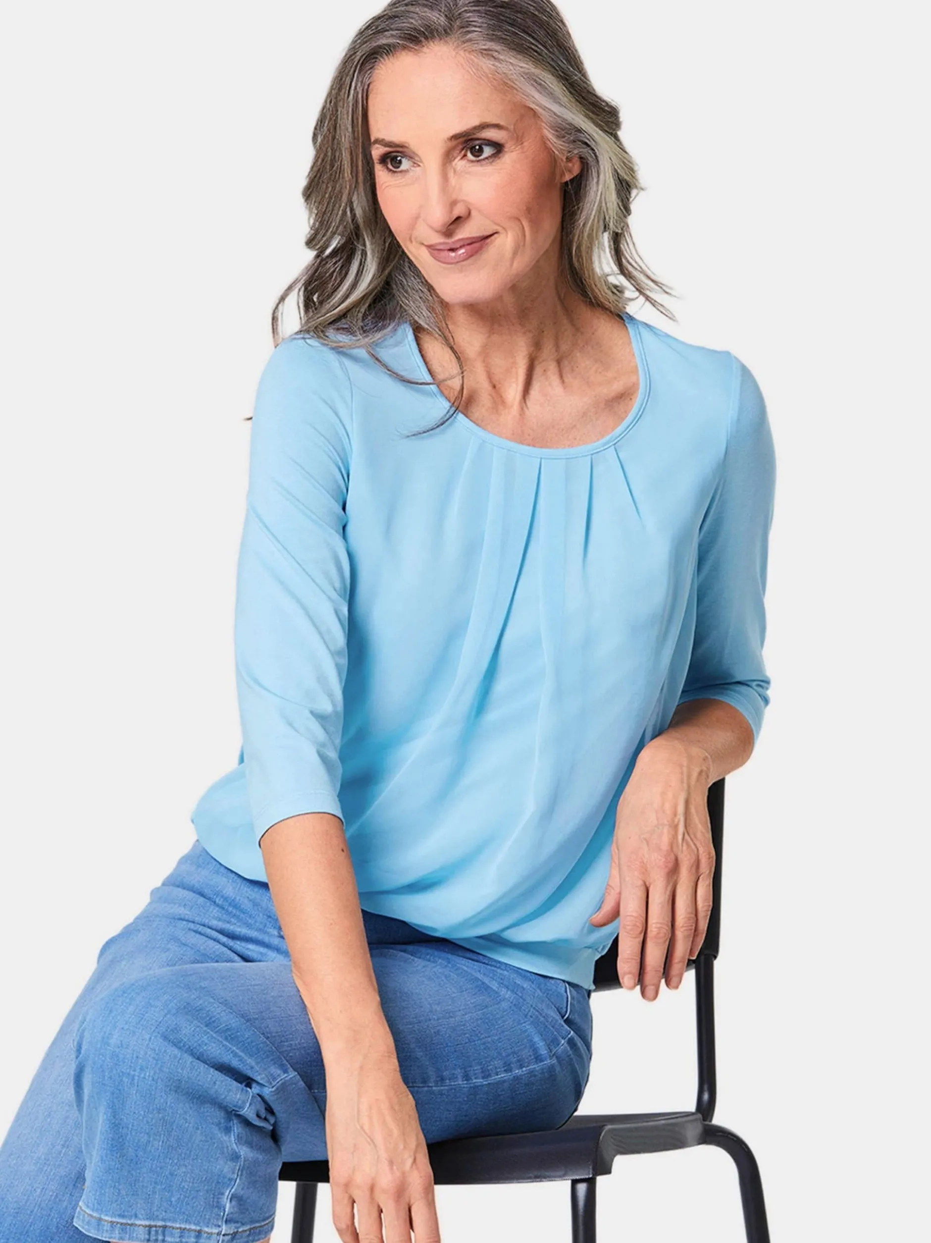 Goldner Damen Blusenshirts in blau - Ärmel: 3/4 Arm