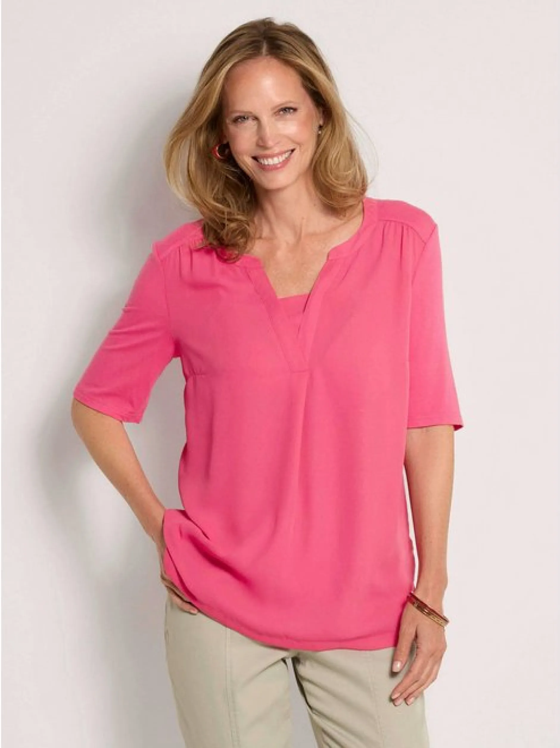 Goldner Damen Blusenshirts in pink - Ärmel: Halbarm