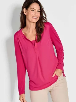 Goldner Damen Blusenshirts - Kurzgröße in pink