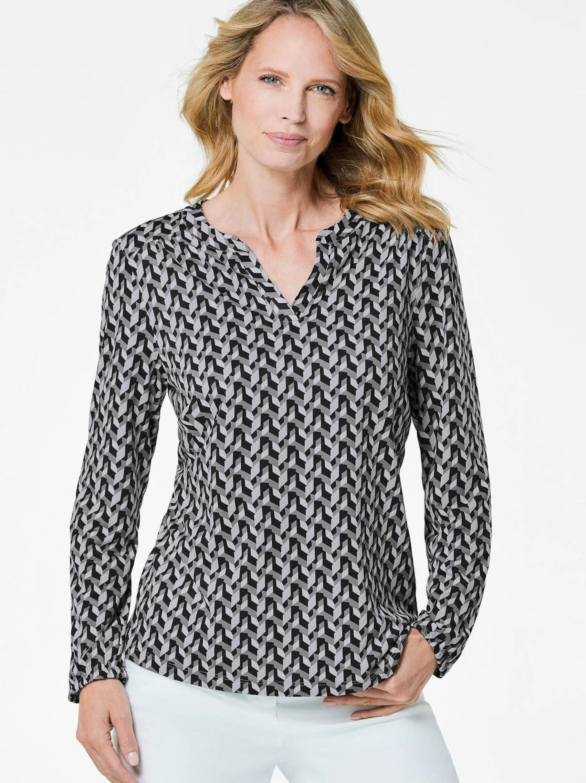 Goldner Damen Blusenshirts - Kurzgröße in grau