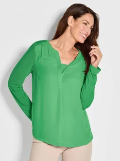 Goldner Damen Blusenshirts - Kurzgröße in grün