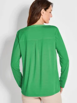 Goldner Damen Blusenshirts - Kurzgröße in grün
