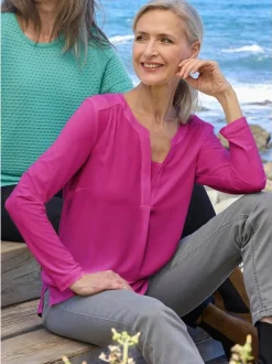 Goldner Damen Blusenshirts - Kurzgröße in aubergine
