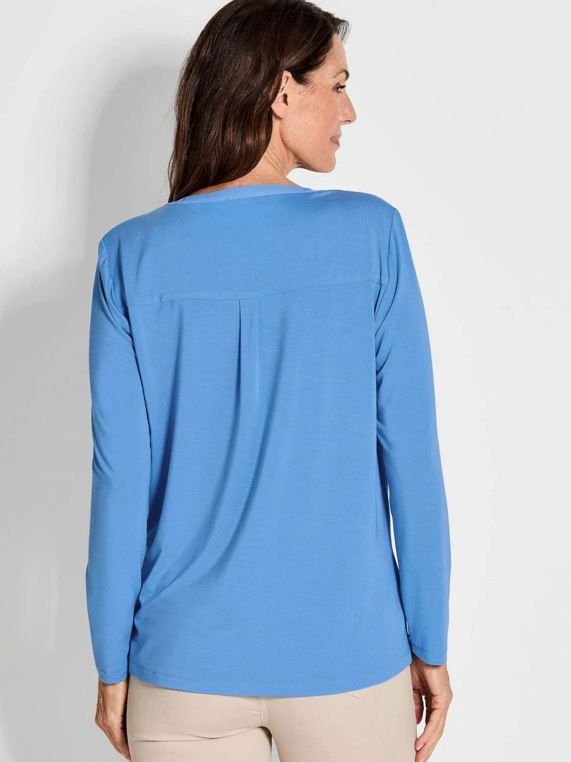 Goldner Damen Blusenshirts - Kurzgröße in blau
