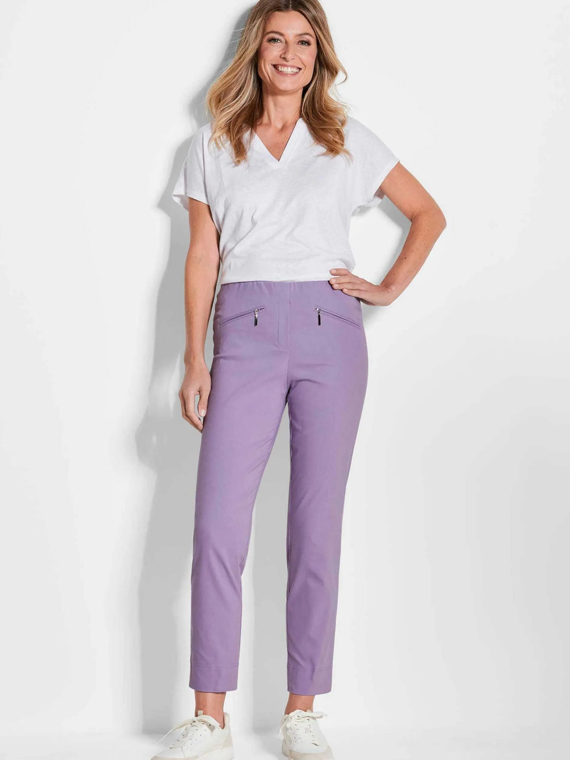 Goldner Damen Capri- & 7/8-Hosen - Kurzgröße in lila