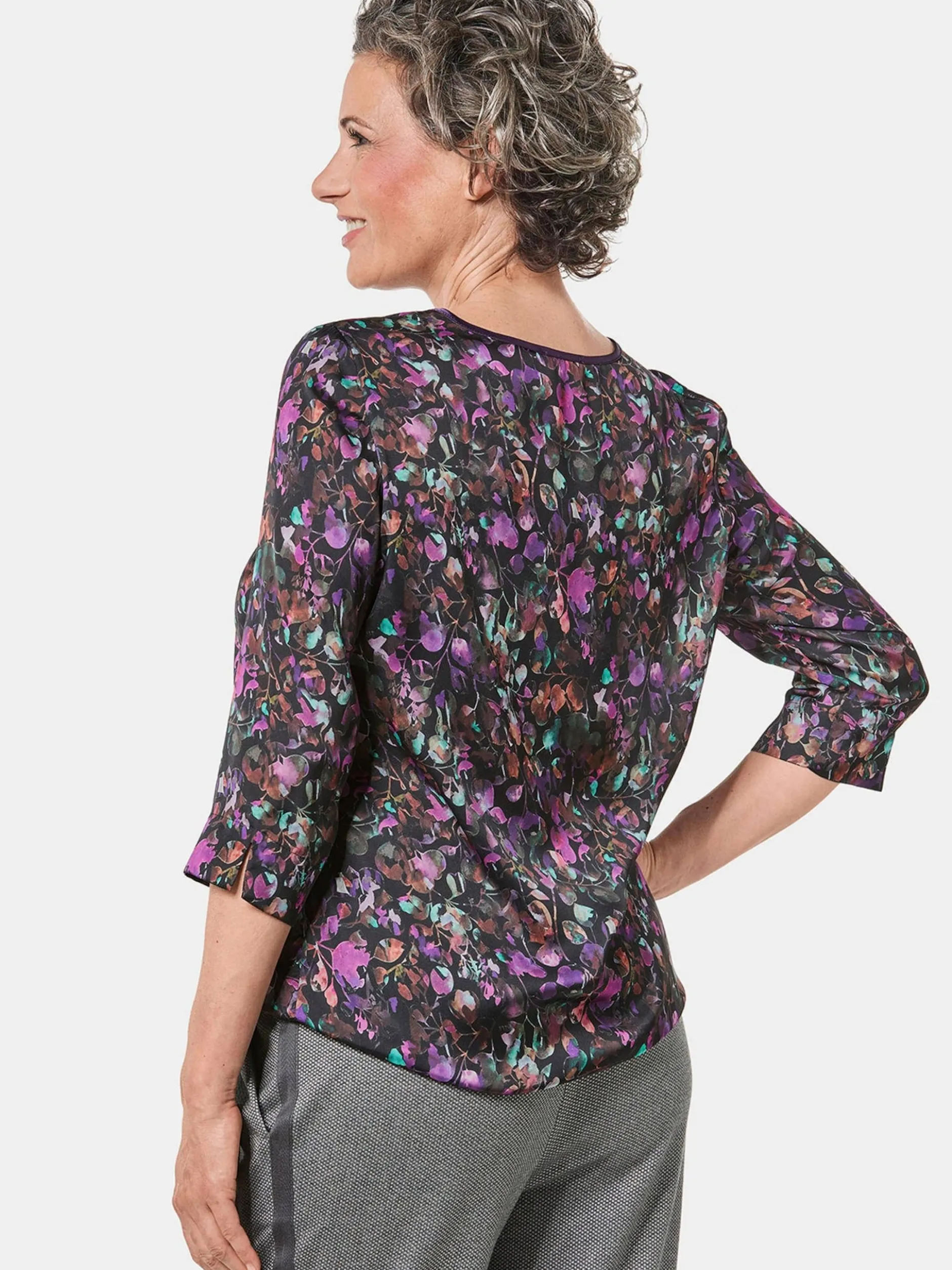 Goldner Damen Druckblusen in schwarz - Ärmel: 3/4 Arm