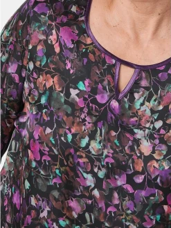 Goldner Damen Druckblusen in schwarz - Ärmel: 3/4 Arm