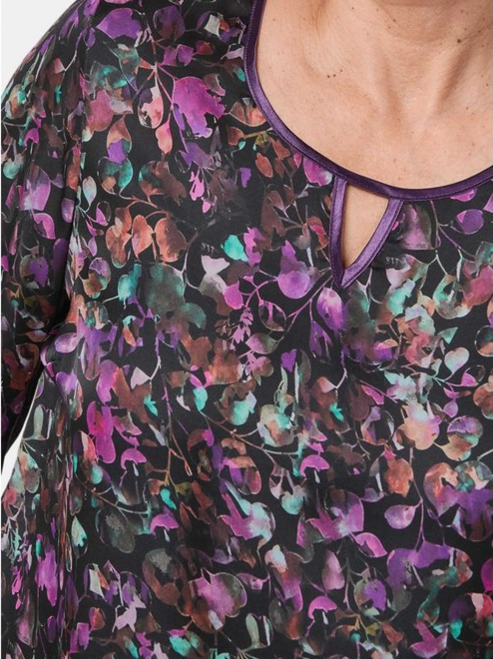 Goldner Damen Druckblusen in schwarz - Ärmel: 3/4 Arm