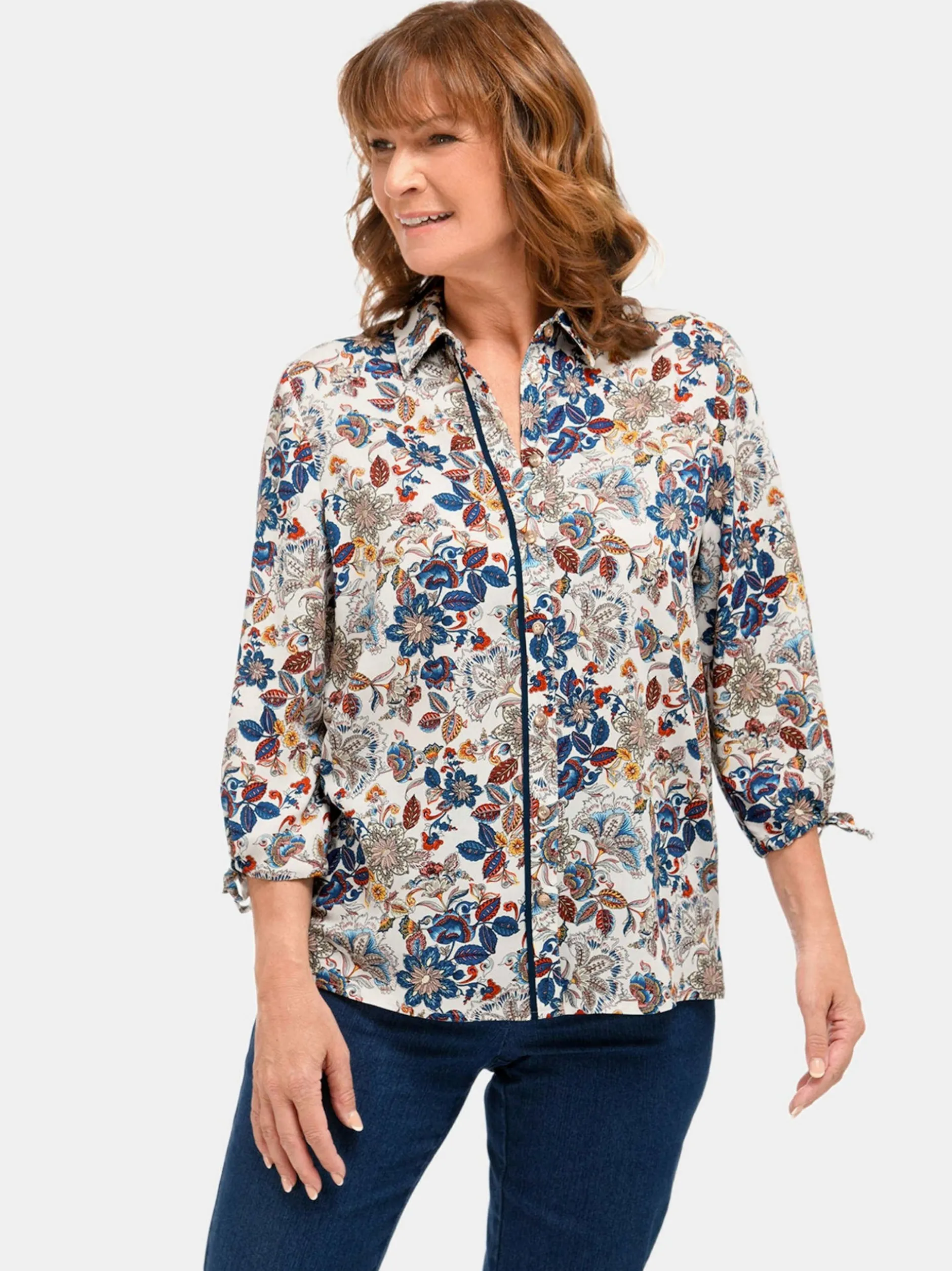 Goldner Damen Druckblusen in beige - Ärmel: 3/4 Arm