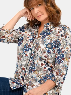 Goldner Damen Druckblusen in beige - Ärmel: 3/4 Arm
