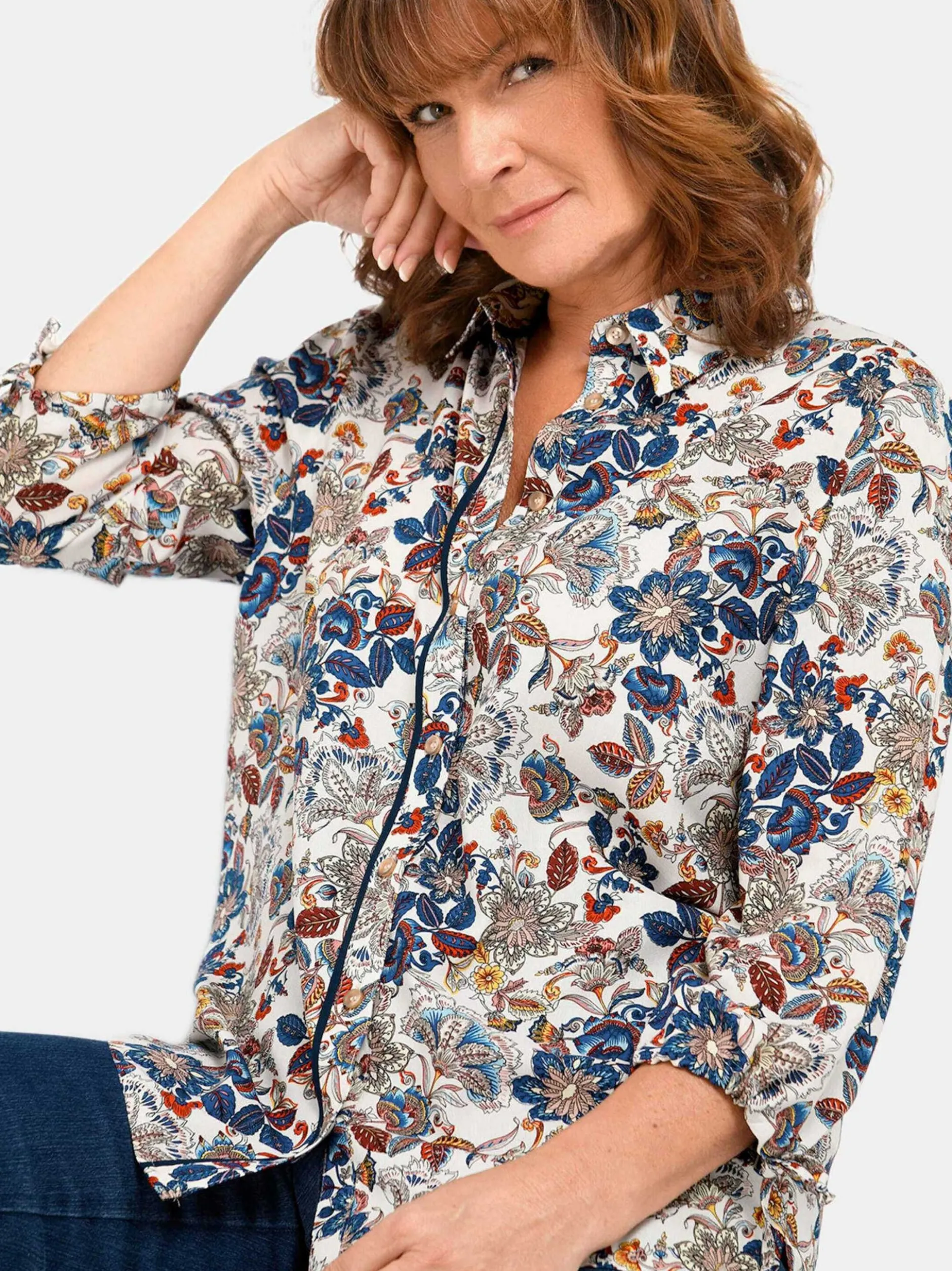 Goldner Damen Druckblusen in beige - Ärmel: 3/4 Arm