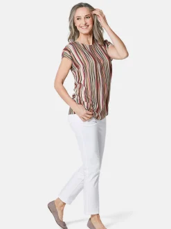 Goldner Damen Druckblusen in mehrfarbig - Ärmel: Halbarm
