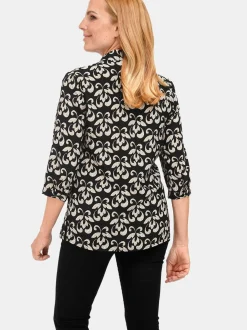 Goldner Damen Druckblusen in schwarz - Ärmel: 3/4 Arm