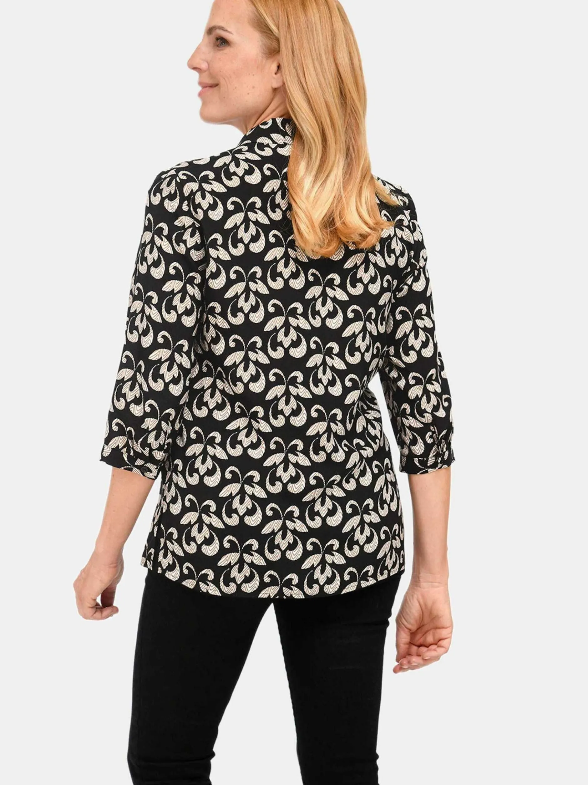 Goldner Damen Druckblusen in schwarz - Ärmel: 3/4 Arm