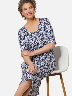 Goldner Damen Druckkleider in marine