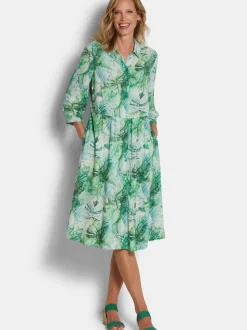 Goldner Damen Druckkleider in grün
