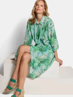 Goldner Damen Druckkleider in grün