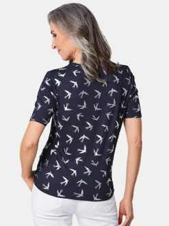 Goldner Damen Druckshirts in marine - Ärmel: kurzarm