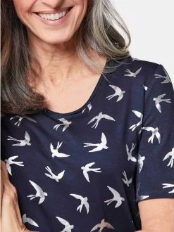 Goldner Damen Druckshirts in marine - Ärmel: kurzarm
