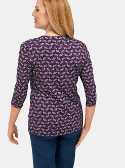 Goldner Damen Druckshirts in marine - Ärmel: Halbarm