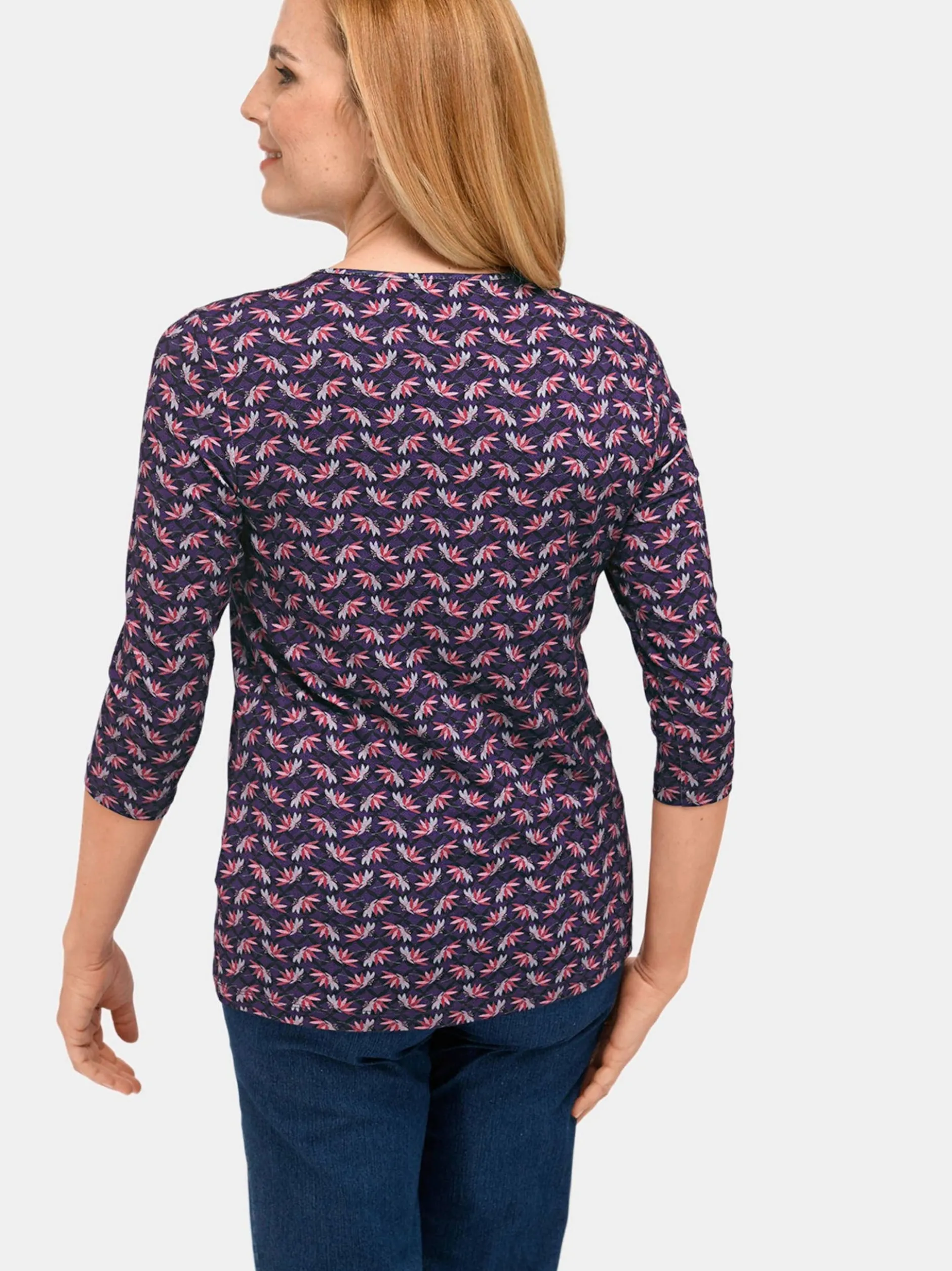 Goldner Damen Druckshirts in marine - Ärmel: Halbarm